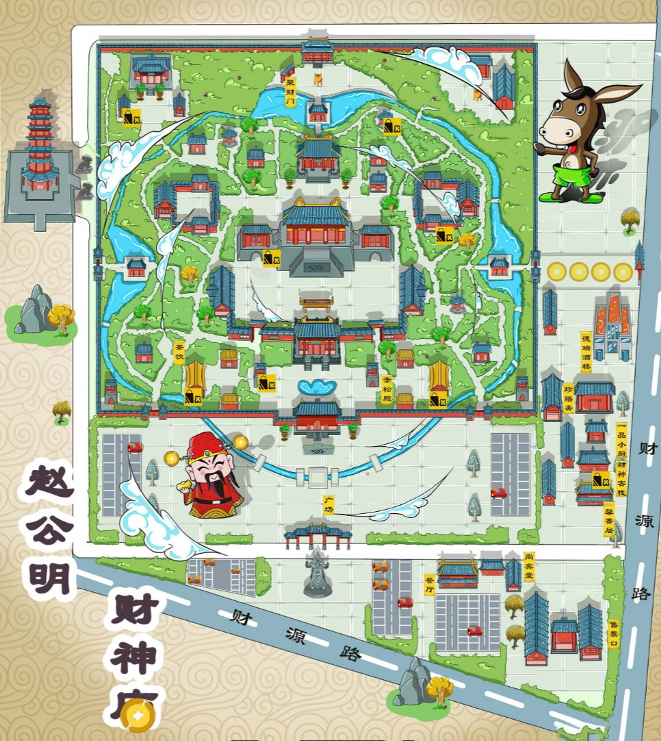 蒲城寺庙类手绘地图